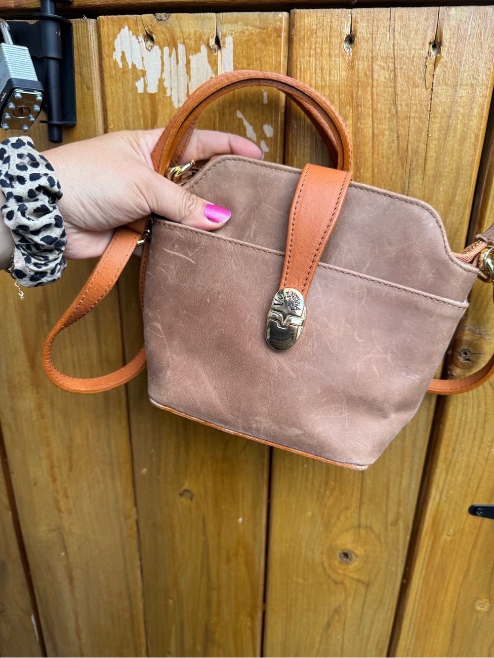 Valentina Made in Italy Leather Shoulder Crossbody Purse Adjust Strap Brown